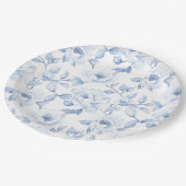 Chic Blauw Wit Bloemen Huwelijk Papieren Bordje (Gekanteld)