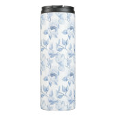 Chic  Blauw Witte Bloemen Thermosbeker (Achterkant)