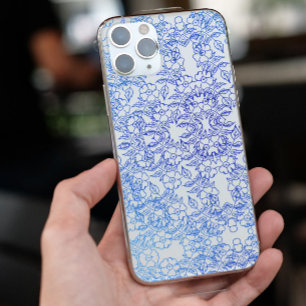 Chic blauwe bloem unieke esthetische spiraalpatroo iPhone 11 hoesje