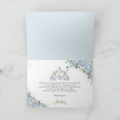 Chic Blauwe Rozen Prinses Koets Bruidsdouche Bedankkaart (Binnen)