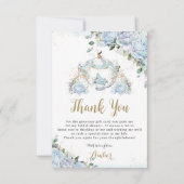 Chic Blauwe Rozen Prinsessen Koets Bruidsdouche Bedankkaart (Voorkant)