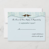 Chic blauwe vogelkooi, liefdesvogels RSVP (Achterkant)