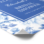 Chic Blauwe Witte Chinoiserie Bruiloftswelkom Poster (Hoek)