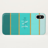 Chic Blauwgroen Blauw Groene Stripes Patroon met N Case-Mate iPhone Case (Achterkant (horizontaal))