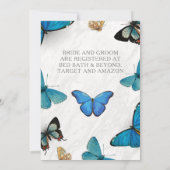Chic Blauwgroen Blue Waterverf Butterfly Couples S Kaart (Achterkant)