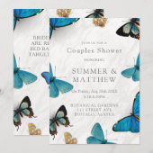 Chic Blauwgroen Blue Waterverf Butterfly Couples S Kaart (Voorkant / Achterkant)