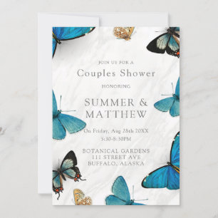 Chic Blauwgroen Blue Waterverf Butterfly Couples S Kaart