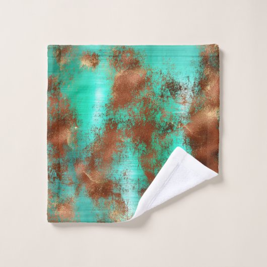 Chic Blauwgroen Copper Boho Bad Handdoek (Wasdoekje)