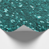 Chic Blauwgroen Faux Glitter Cadeaupapier (Hoek)