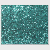 Chic Blauwgroen Faux Glitter Cadeaupapier (Vlak)