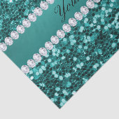 Chic Blauwgroen Faux Glitter en Diamonds Tissuepapier (Detail)