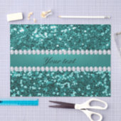 Chic Blauwgroen Faux Glitter en Diamonds Tissuepapier (Craft)