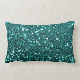 Chic Blauwgroen Faux Glitter Kussen