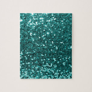 Chic Blauwgroen Faux Glitter Legpuzzel
