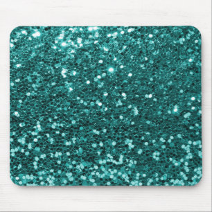 Chic Blauwgroen Faux Glitter Muismat