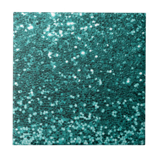Chic Blauwgroen Faux Glitter Tegeltje