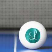 Chic Blauwgroen geborsteld metaal wit monogram Pingpongballen (Net)