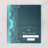 Chic Blauwgroen Gold Agate Bat Mitzvah Party (Buitenkant ongevouwen)