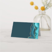 Chic Blauwgroen Gold Agate Bat Mitzvah Party (Achterkant)