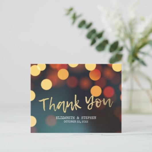 Chic Blauwgroen Gold Bokeh Lights Weddenschap Hart Briefkaart (Staand voorkant)