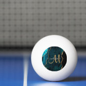 Chic Blauwgroen Gold Glitter Agate Custom Monogram Pingpongballen (Net)