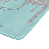 Chic Blauwgroen Silver Sparkle Glitter Drift Monog Snijplank (Hoek)