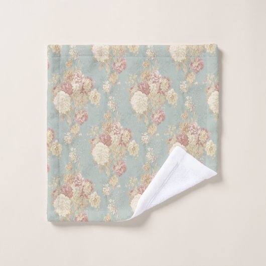 Chic bleu blanc et rose floral (Gant de toilette)