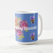 Chic Bleu Chic Rose Roses et Violets Mug floral (Devant droit)