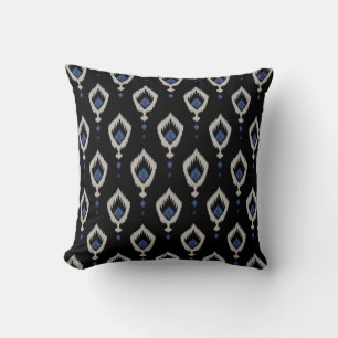 chic bleu gris noir coussin ikat