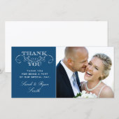 Chic Bleu Mariage Photo Merci Cartes (Devant / Derrière)