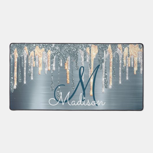 Chic bleu or goutte d'or chic monogramme (Recto)