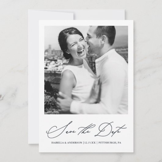 Chic Bleu Photo Save the Date (Devant)