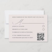 Chic Bleu & Rose Gold Foliage RSVP QR code Mariage (Dos)