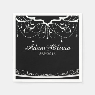 Chic Bloemen Kroonluchter Zwarte Huwelijk Servet