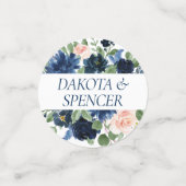 Chic Blooms | Marineblauw en Roze Bloemenprint Confetti (Kleine voorkant)