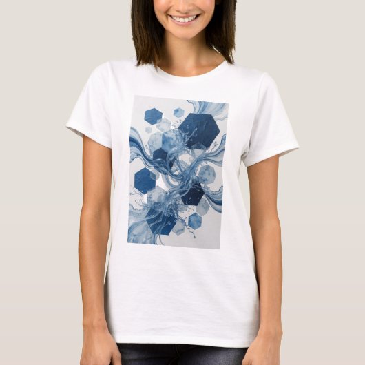 Chic Blue ABSTRACT ART Statement T-shirt (Voorkant)