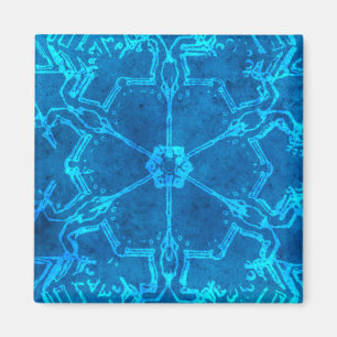 Chic Blue Abstract Snowflake Magnet Magneet