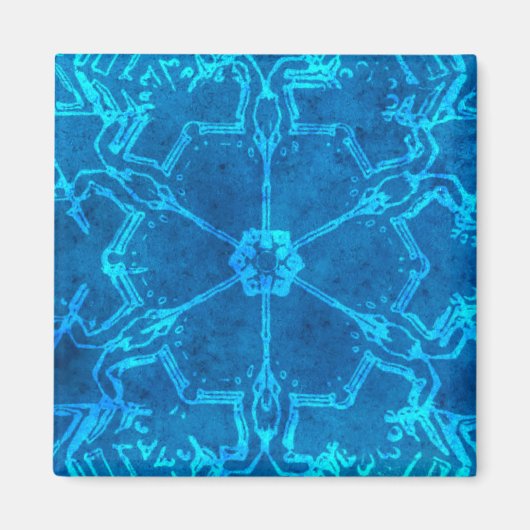 Chic Blue Abstract Snowflake Magnet Magneet (Voorkant)