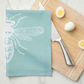 Chic Blue Bee Happy Theedoek (Quarter Fold)