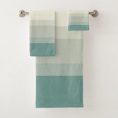 Chic Blue Blauwgroen Green Stripes Designer Ocean Bad Handdoek (Insitu)