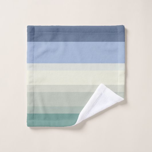 Chic Blue Blauwgroen Green Stripes Designer Ocean Bad Handdoek (Wasdoekje)