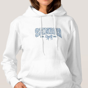 Chic Blue Bow Chinoiserie Senior Klasse van 2025 Hoodie
