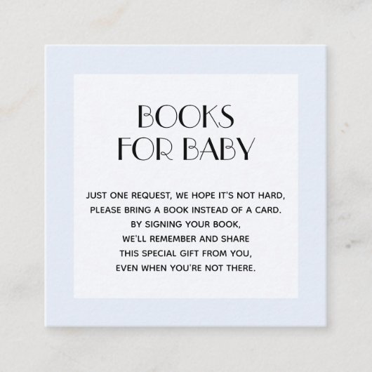 Chic Blue Boy Baby shower Book Request Informatiekaartje (Voorkant)
