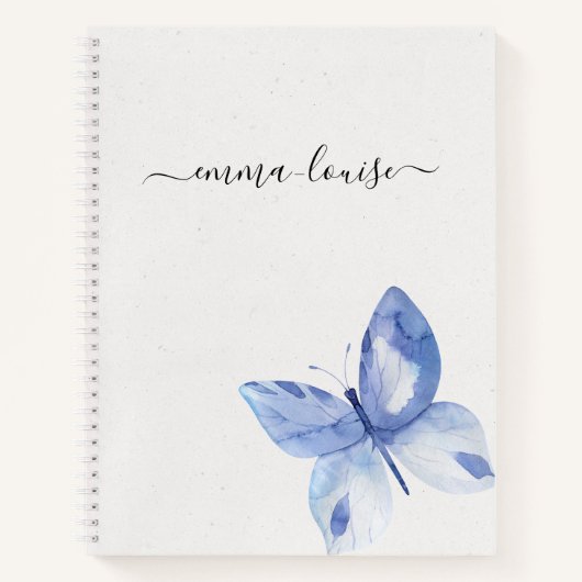 Chic Blue Butterfly-monogram Notitieboek (Voorkant)