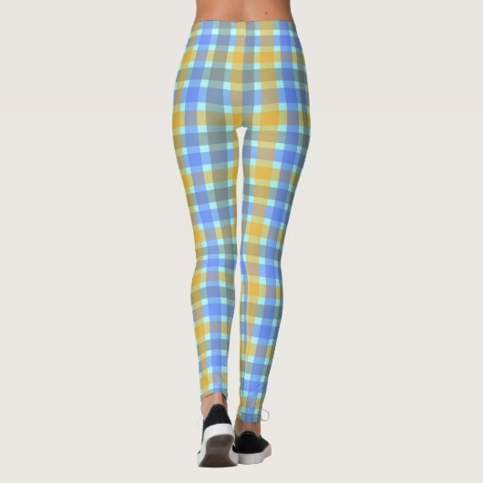 Chic Blue Check Patroon Leggings (Achterkant)