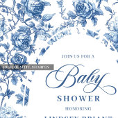 Chic Blue Chinoiserie Toile Baby Shower Invitation