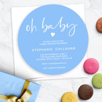 Chic Blue Circulaire Oh Baby shower Invitation