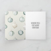 Chic Blue Cream Beach Ocean Christmas Kaart (Binnen)