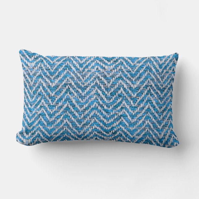 Chic blue cream chevron kussen (Voorkant)