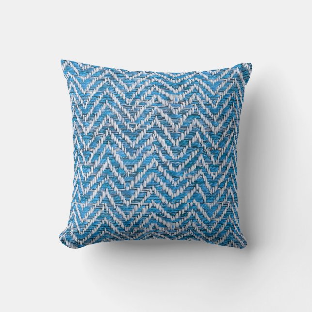 Chic blue cream chevron kussen (Voorkant)